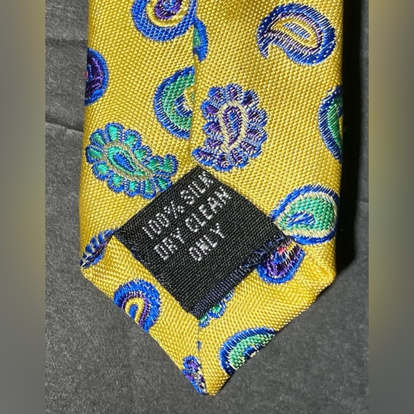 House of Bruar Soprano Exclusive Men’s Neck Tie Silk Tie Mustard Paisley *New* - Picture 5 of 5